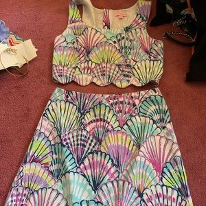 Lilly Pulitzer Oh Shello Two Piece Crop Top Skirt Set size 6